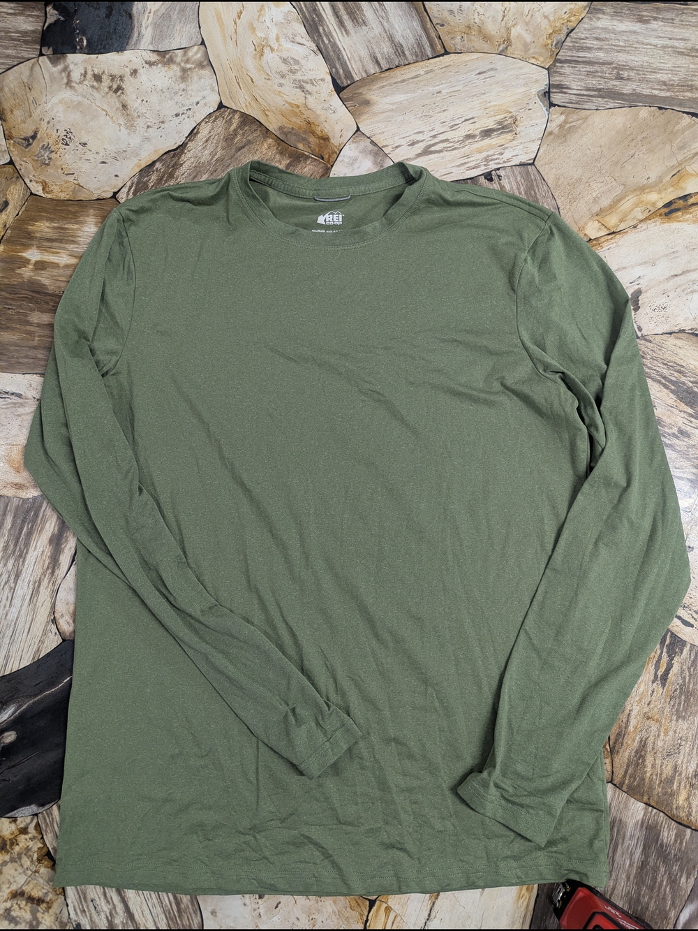 REI Long Sleeve Crew Neck Shirt - Olive Green